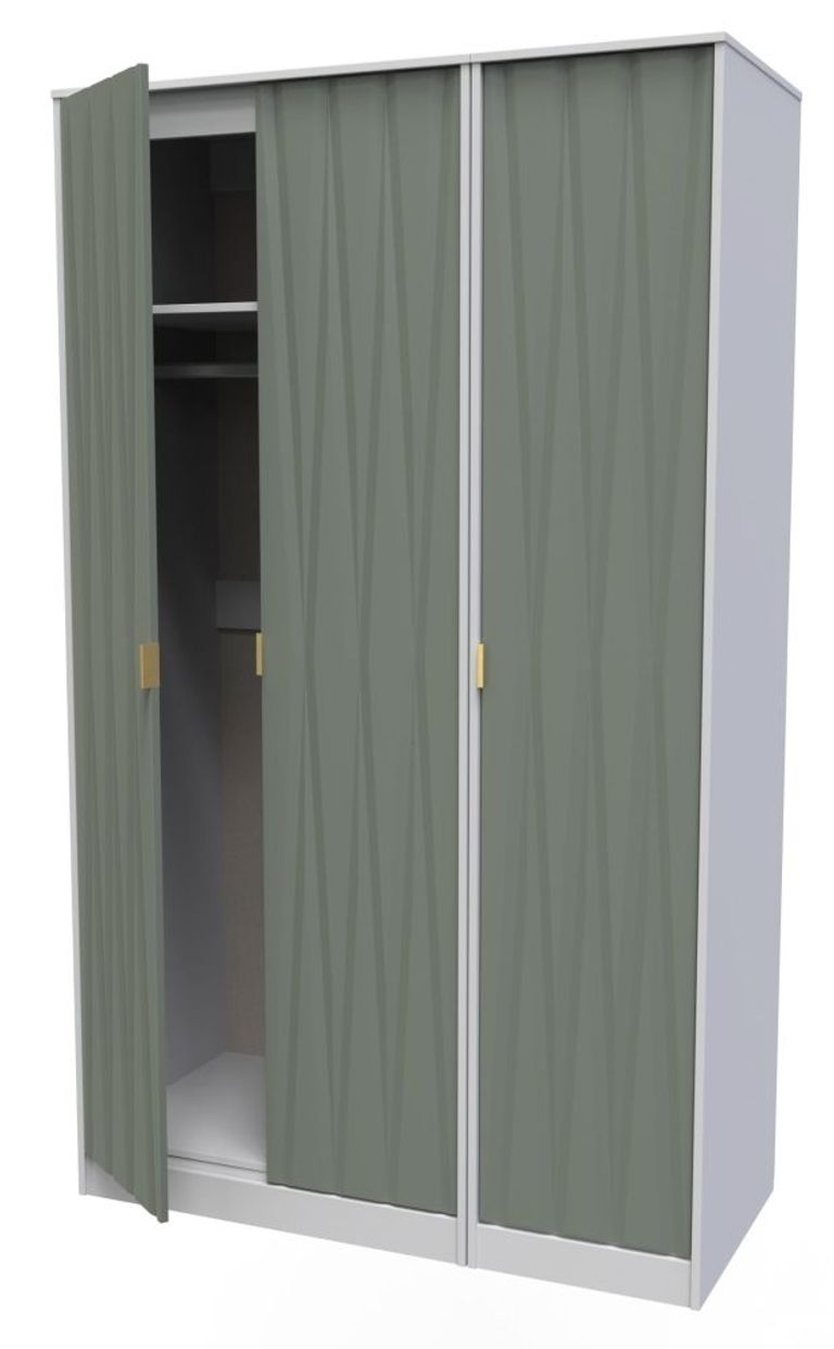 Las Vegas White and Green 3 Door Tall Triple Wardrobe