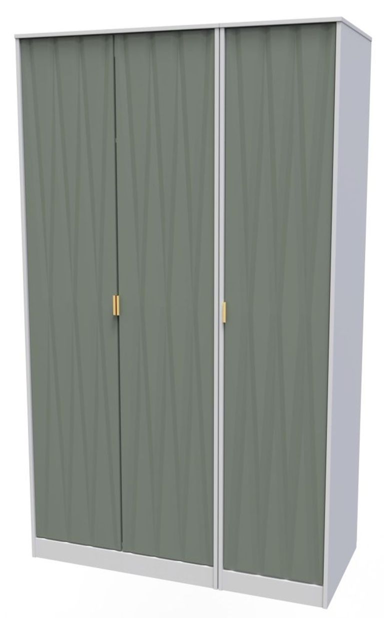 Las Vegas White and Green 3 Door Tall Triple Wardrobe