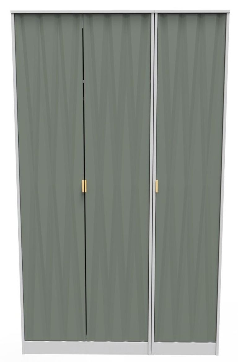 Las Vegas White and Green 3 Door Tall Triple Wardrobe