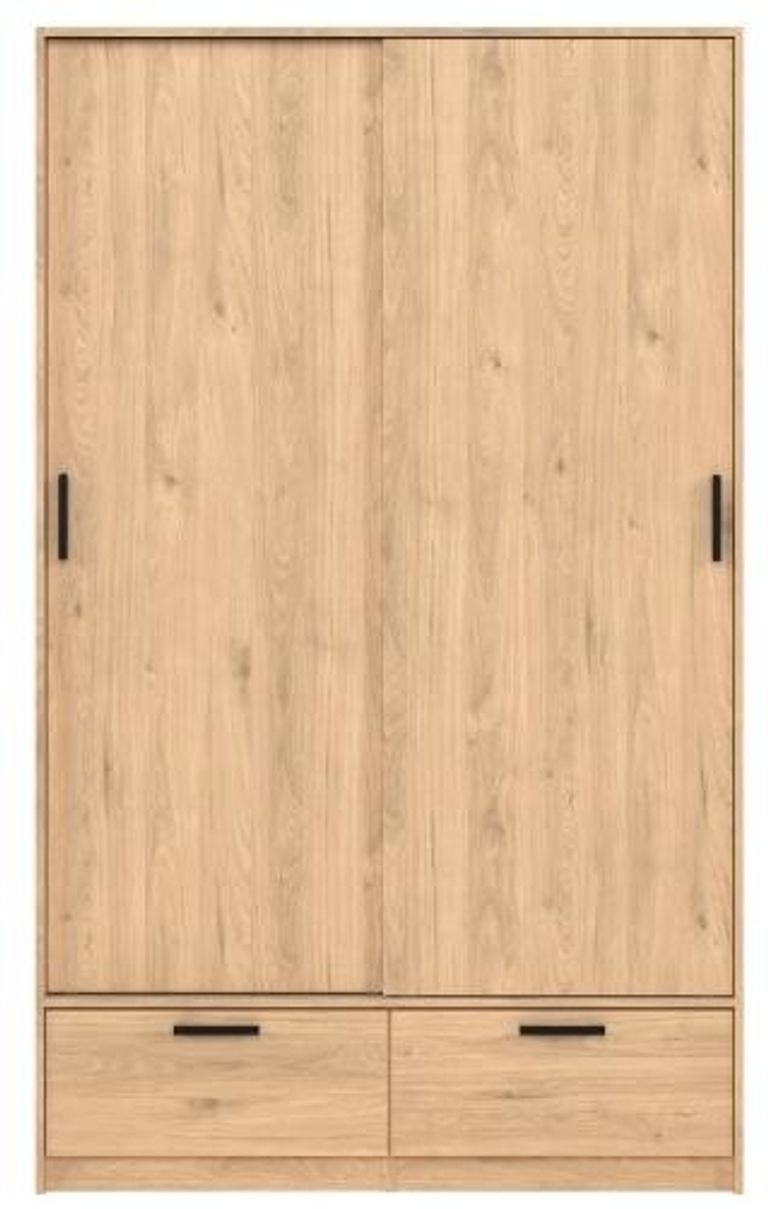 Line Oak Effect 2 Door 2 Drawer Sliding Wardrobe