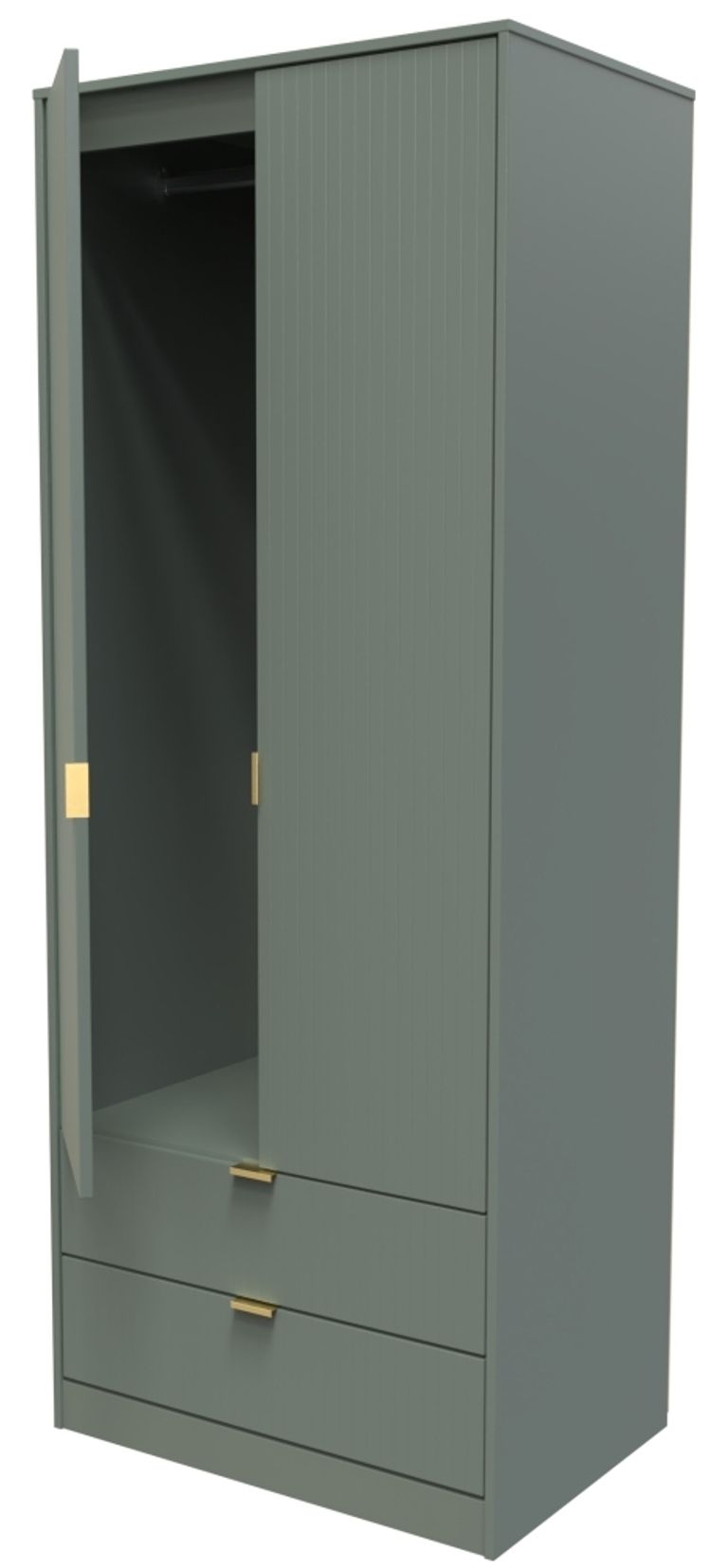 Linear Green 2 Door 2 Drawer Tall Wardrobe