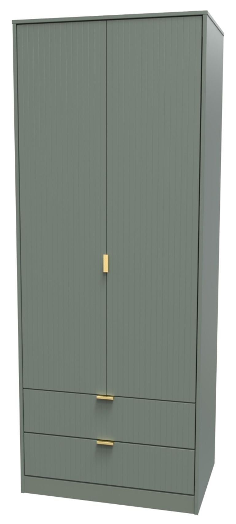 Linear Green 2 Door 2 Drawer Tall Wardrobe
