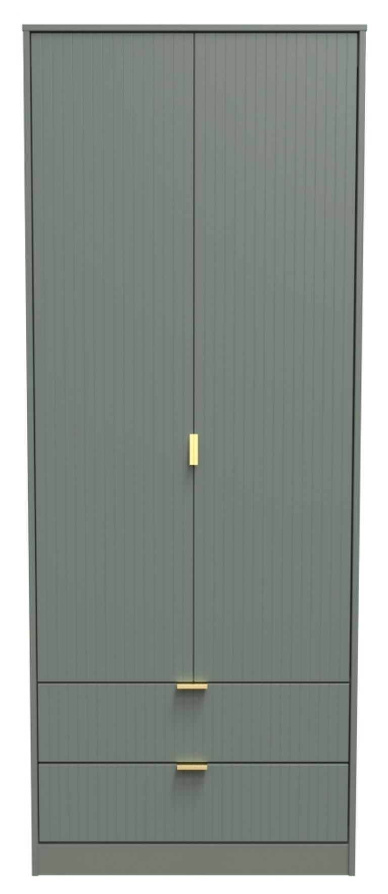 Linear Green 2 Door 2 Drawer Tall Wardrobe