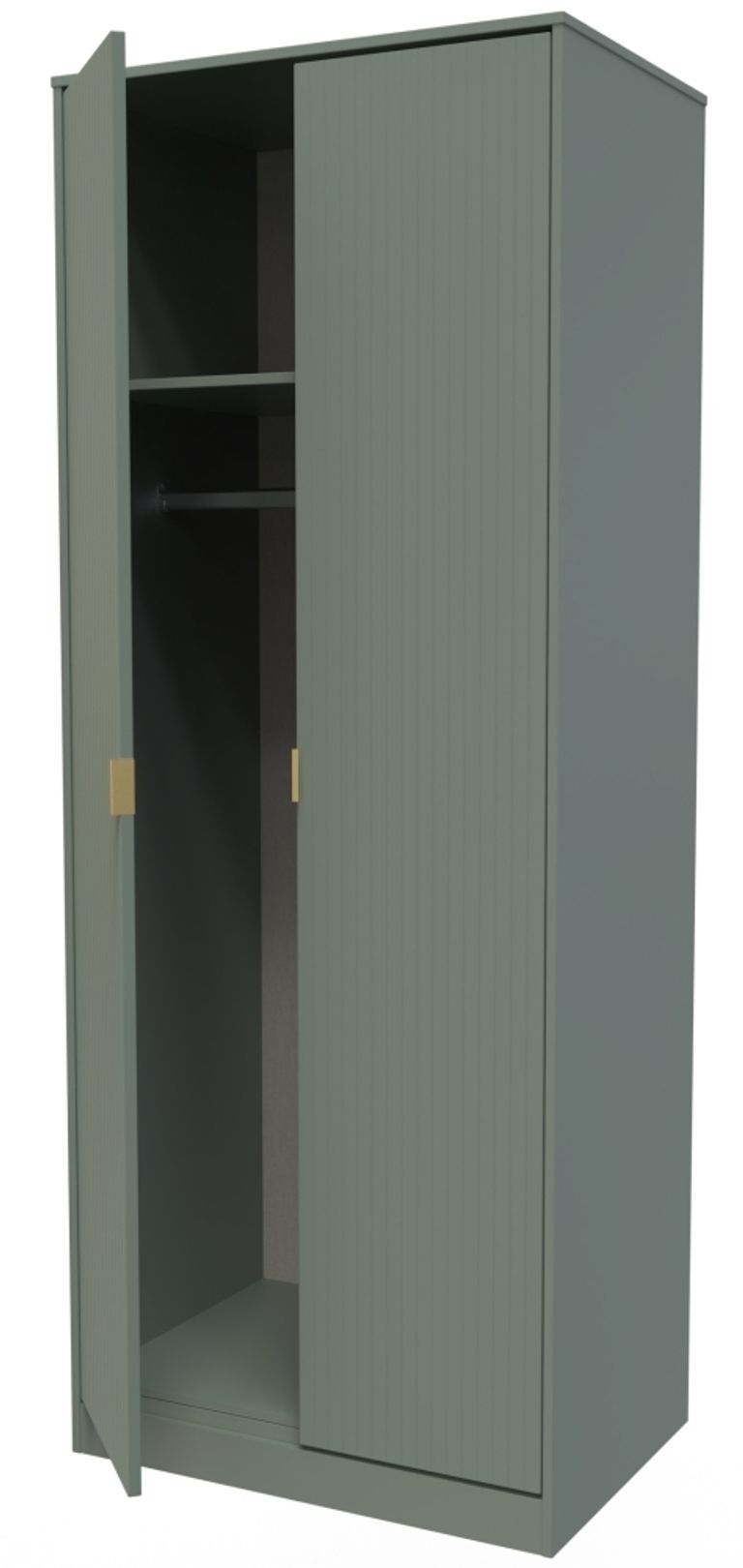 Linear Green 2 Door Plain Tall Wardrobe