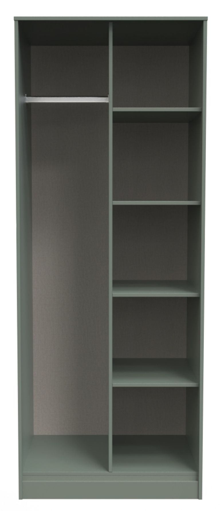 Linear Green Front Open Shelf Wardrobe