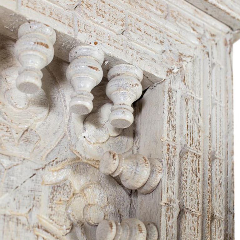 Lomax Wardrobe - White Carved Mango Wood - 2 Door