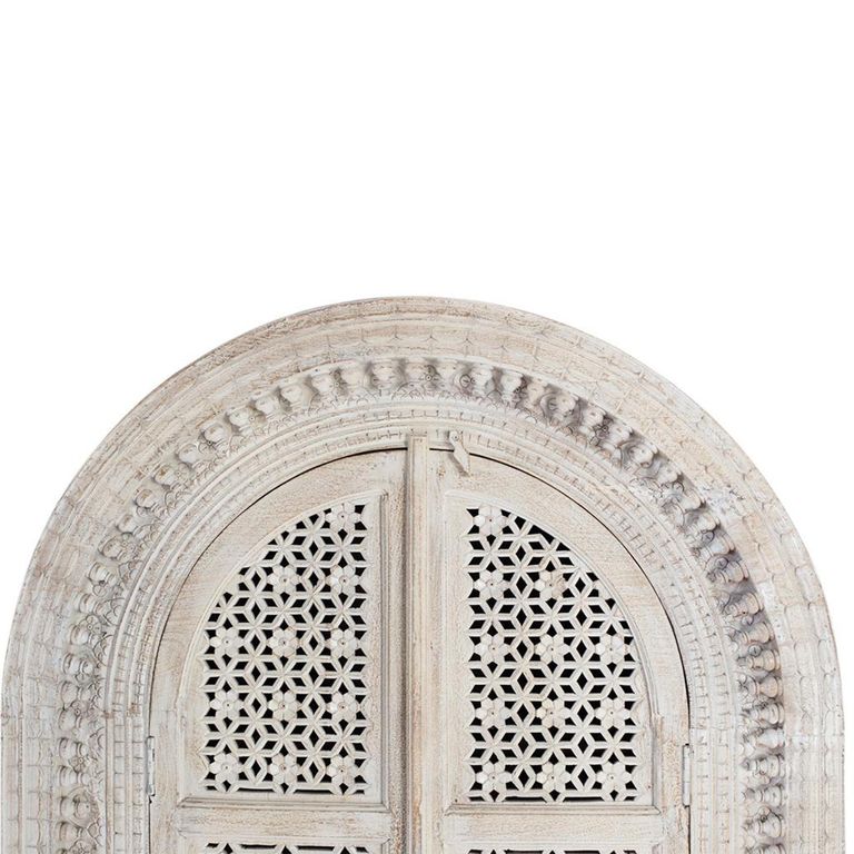Lomax Wardrobe - White Carved Mango Wood - Arch - 2 Door
