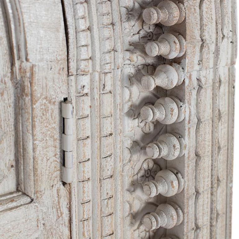 Lomax Wardrobe - White Carved Mango Wood - Arch - 2 Door