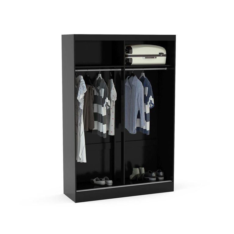 Lynx Sliding Mirror Wardrobe - 2 Door - Black Gloss