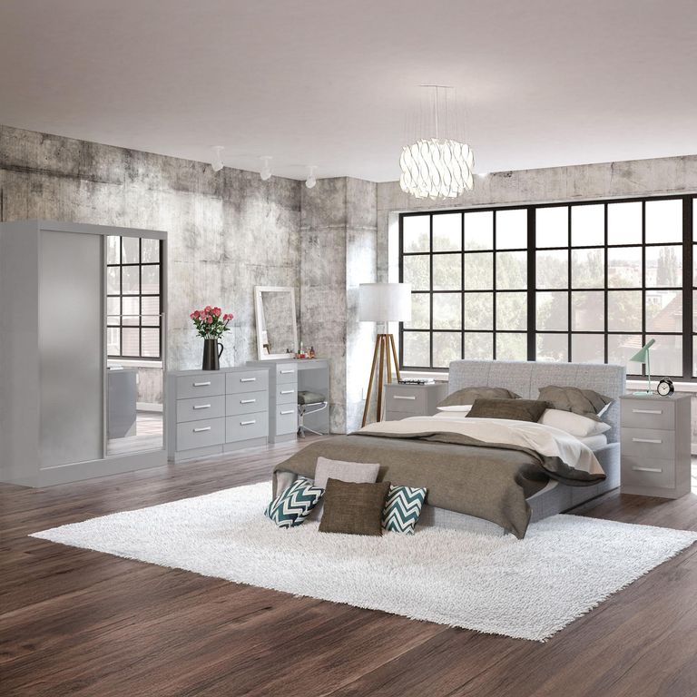 Lynx Sliding Mirror Wardrobe - 2 Door - Grey Gloss