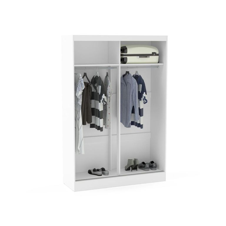 Lynx Sliding Mirror Wardrobe - 2 Door - White and Grey Gloss