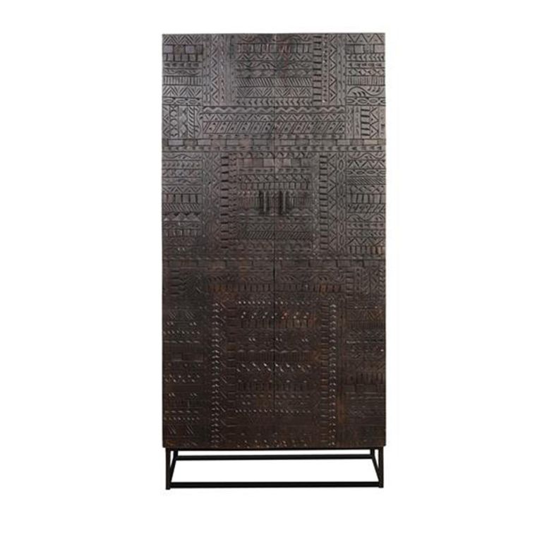 Macedonia Wardrobe - Carved Dark Mango Wood - 2 Door