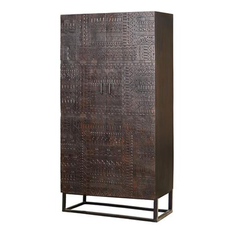 Macedonia Wardrobe - Carved Dark Mango Wood - 2 Door