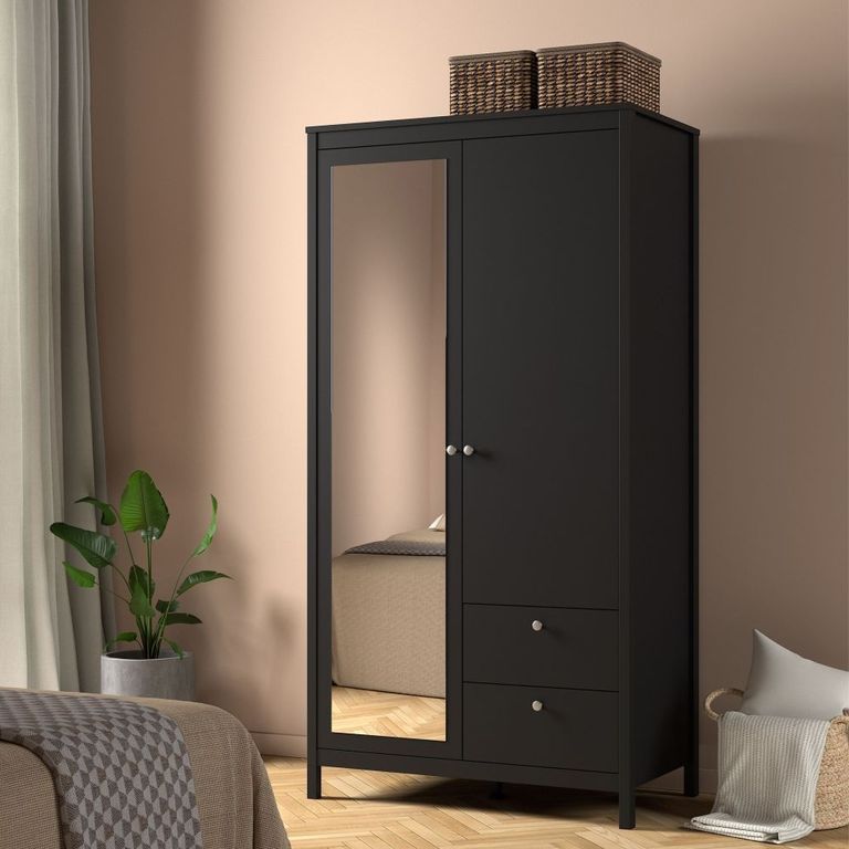 Madrid Black 2 Door Combi Wardrobe