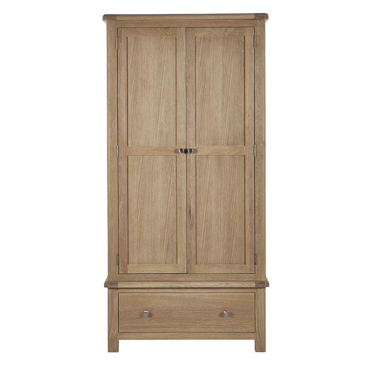Memphis Double Wardrobe - 2 Door - 1 Drawer - Oak Effect