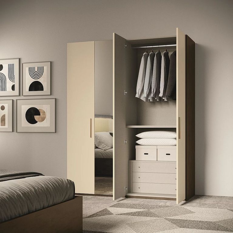 Meridian Cream and Walnut Wardrobe