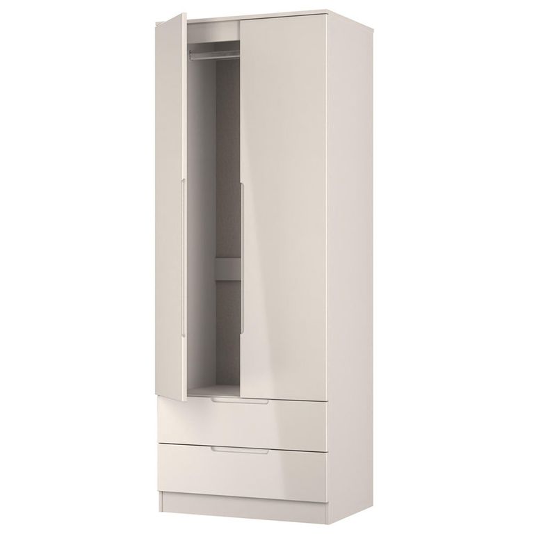 Milan Cashmere Gloss 2 Door 2 Drawer Double Wardrobe
