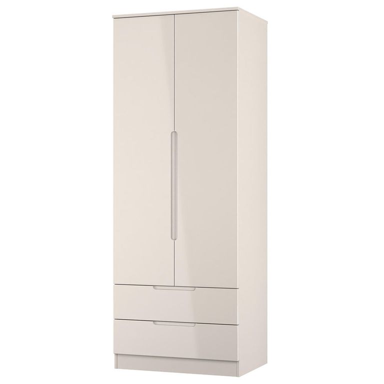 Milan Cashmere Gloss 2 Door 2 Drawer Double Wardrobe