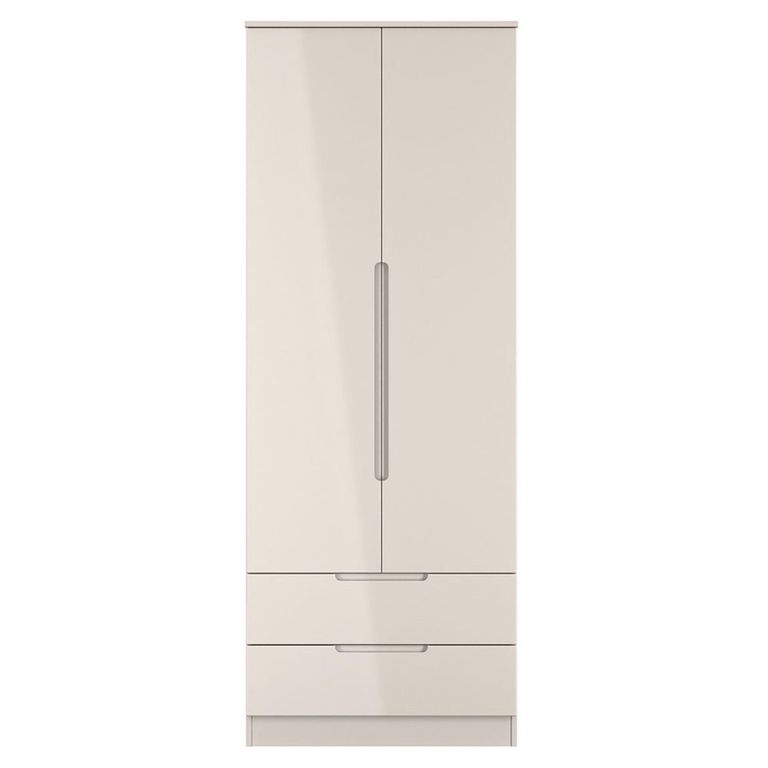 Milan Cashmere Gloss 2 Door 2 Drawer Double Wardrobe