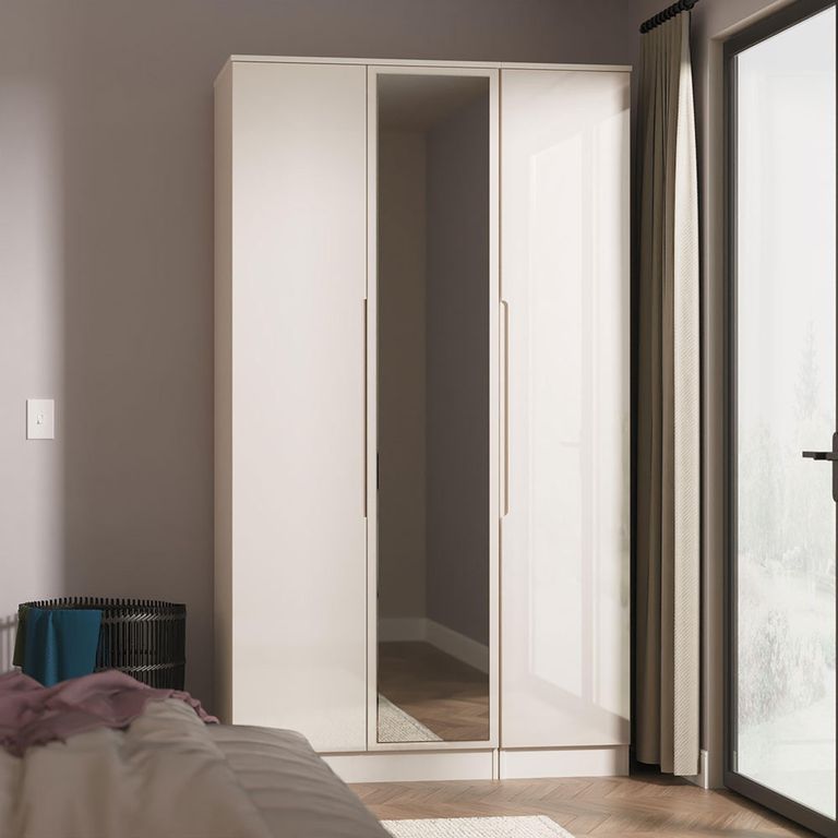 Milan Cashmere Gloss 3 Door Tall Triple Wardrobe - 1 Mirror