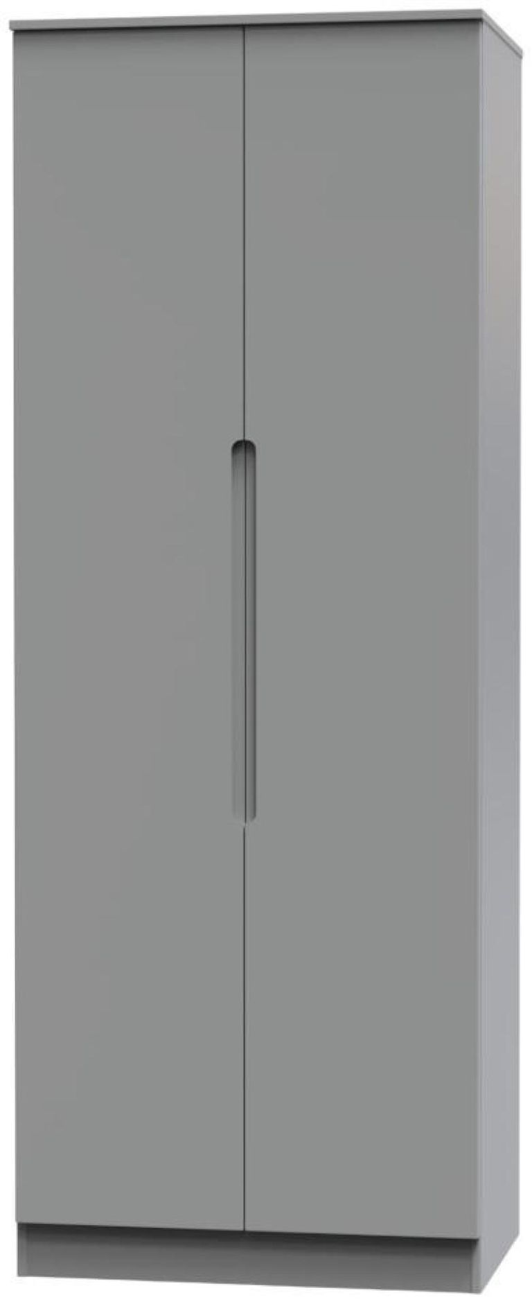 Milan Grey 2 Door Plain Tall Wardrobe