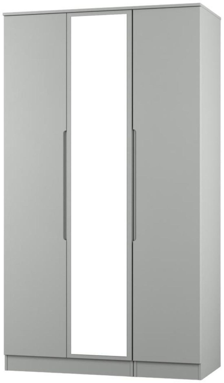 Milan Grey 3 Door Tall Triple Wardrobe - 1 Mirror