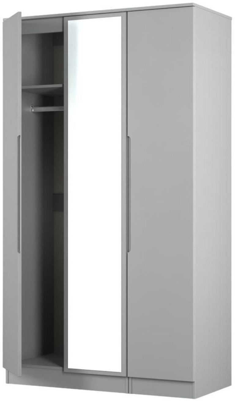 Milan Grey 3 Door Tall Triple Wardrobe - 1 Mirror