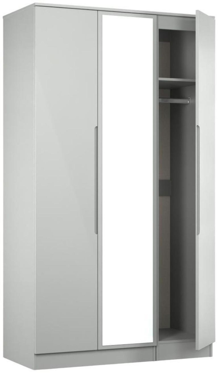 Milan Grey 3 Door Tall Triple Wardrobe - 1 Mirror