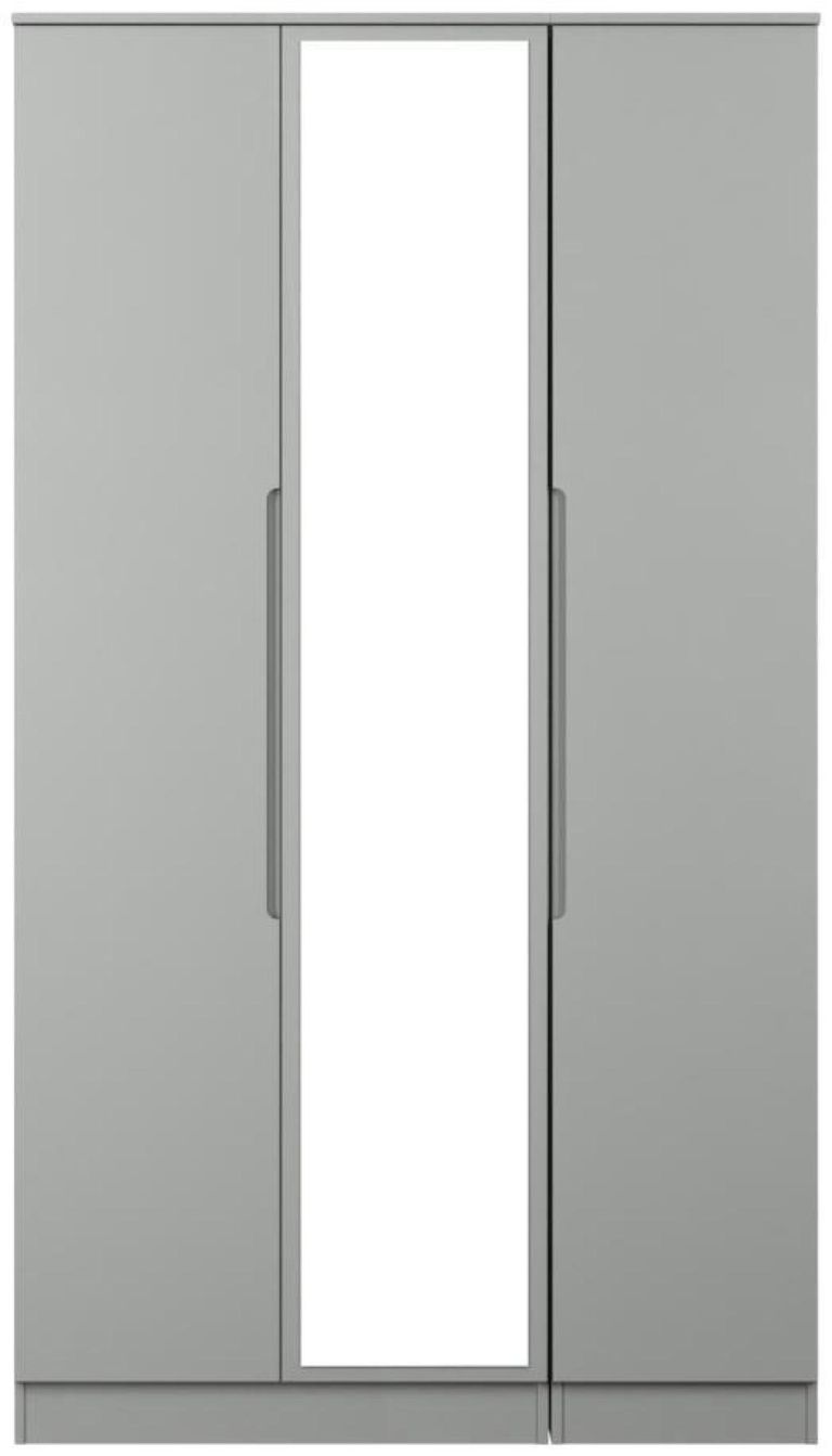 Milan Grey 3 Door Tall Triple Wardrobe - 1 Mirror