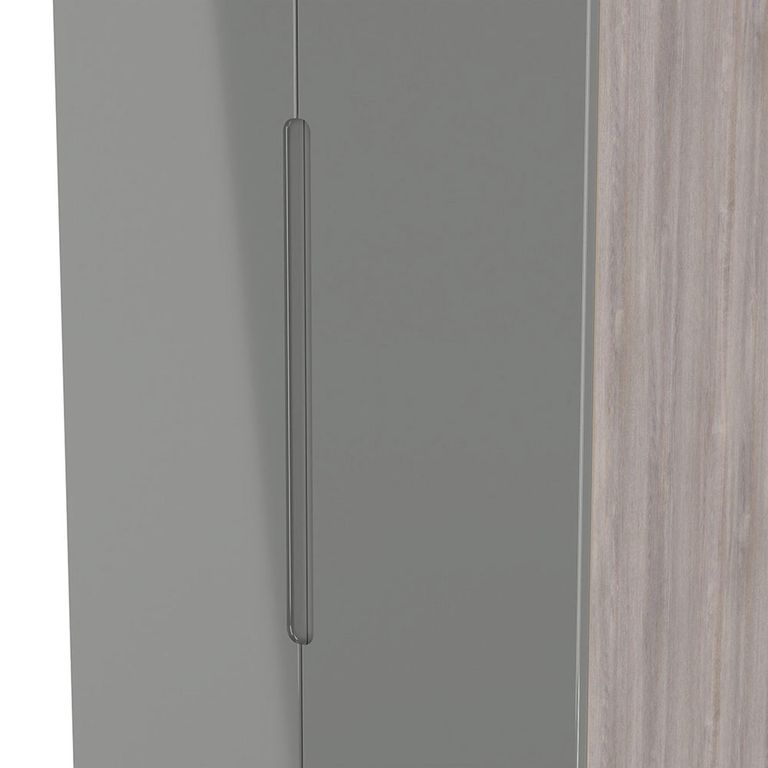 Milan Grey Gloss and Grey Oak 2 Door 2 Drawer Double Wardrobe