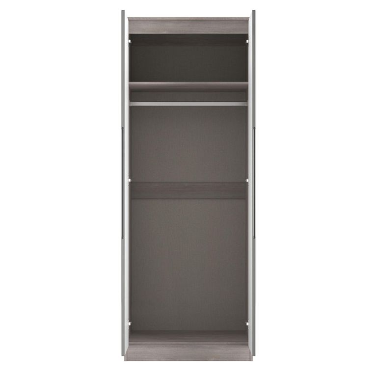Milan Grey Gloss and Grey Oak 2 Door Plain Tall Wardrobe