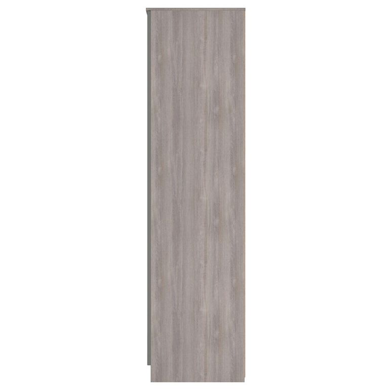 Milan Grey Gloss and Grey Oak 3 Door Tall Combi Wardrobe - 1 Mirror and LHF 2 Drawers