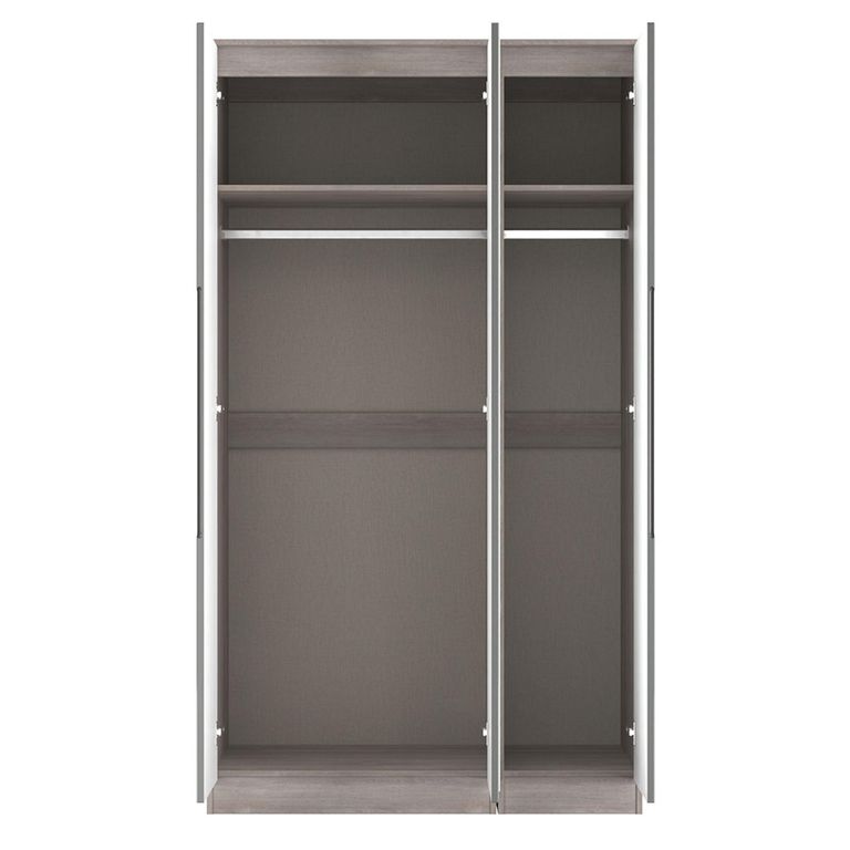 Milan Grey Gloss and Grey Oak 3 Door Tall Triple Wardrobe - 1 Mirror