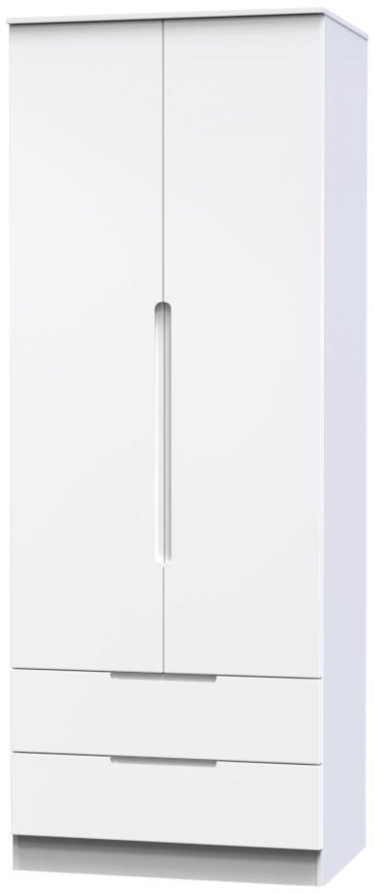 Milan White Gloss 2 Door 2 Drawer Double Wardrobe