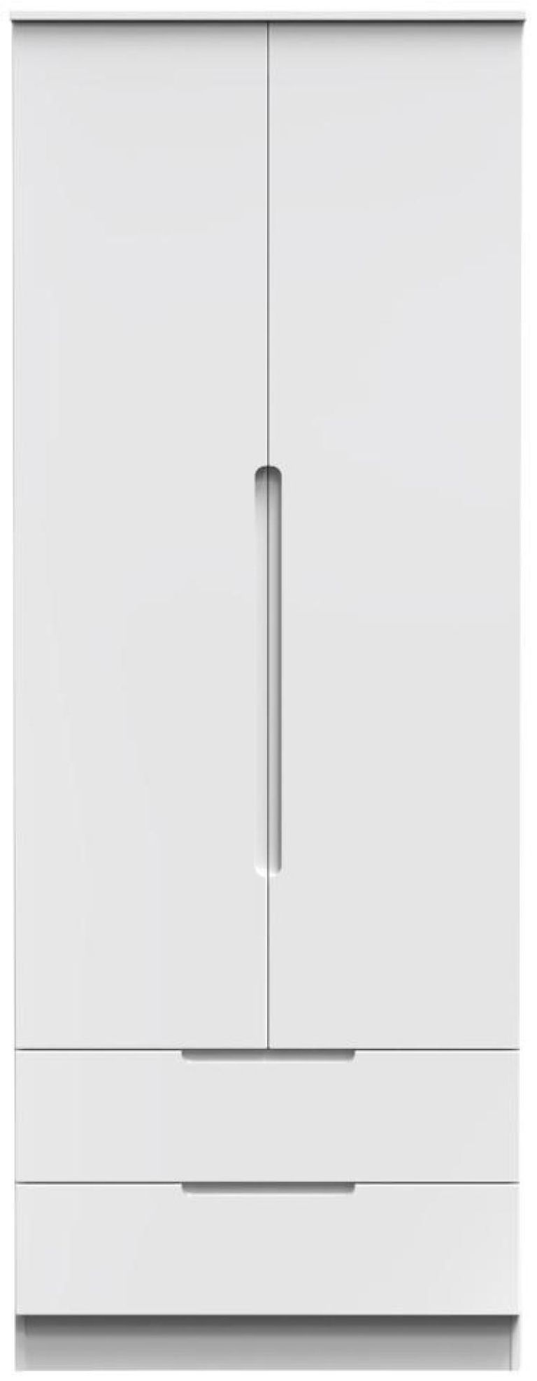Milan White Gloss 2 Door 2 Drawer Double Wardrobe