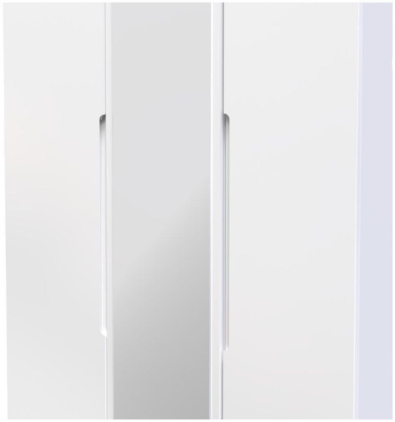 Milan White Gloss 3 Door Tall Triple Wardrobe - 1 Mirror