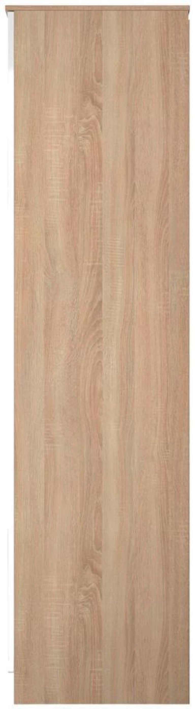 Milan White Gloss and Oak Effect 2 Door Plain Tall Wardrobe