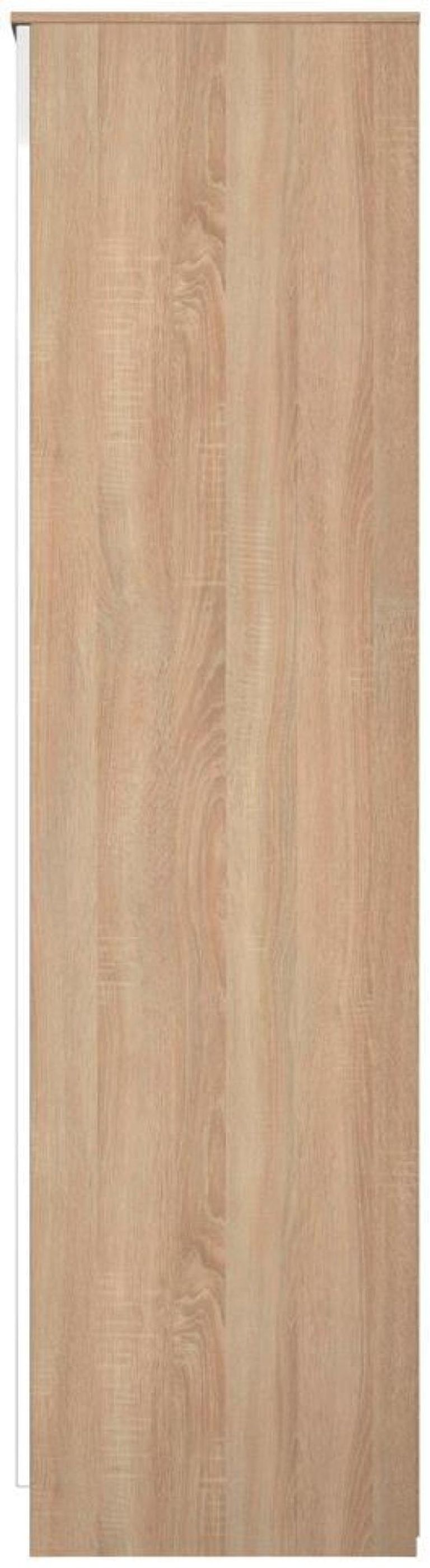 Milan White Gloss and Oak Effect 3 Door Tall Triple Wardrobe - 1 Mirror