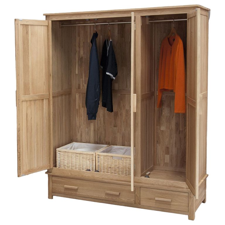 Opus Wardrobe - 3 Door - 2 Drawer - Oak