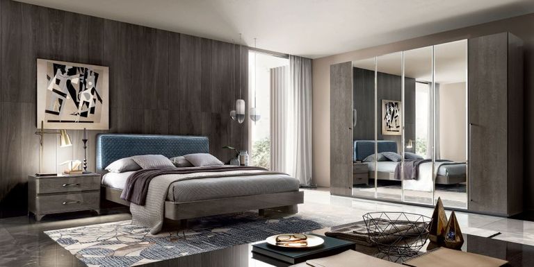 Maia Wardrobe - 6 Door - with Mirror - Silver Birch