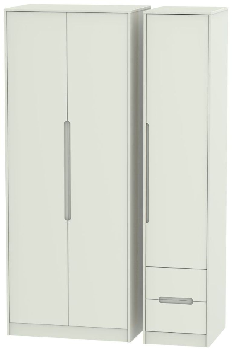 Monaco Cashmere 3 Door Tall Triple Wardrobe - RHF 2 Drawers