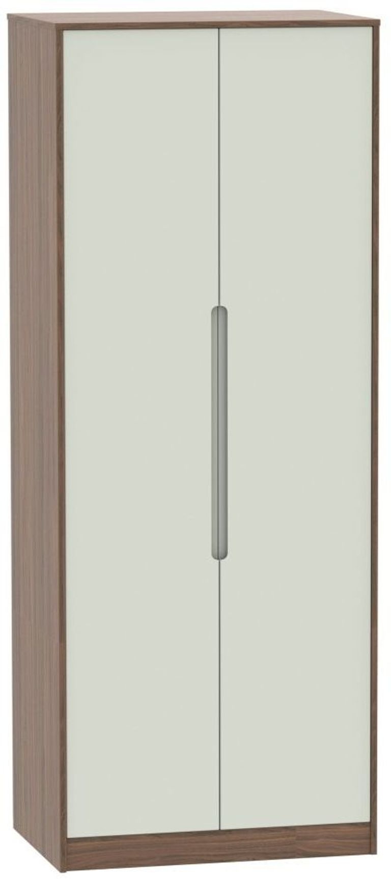 Monaco Cashmere and Carini Walnut 2 Door Plain Tall Wardrobe