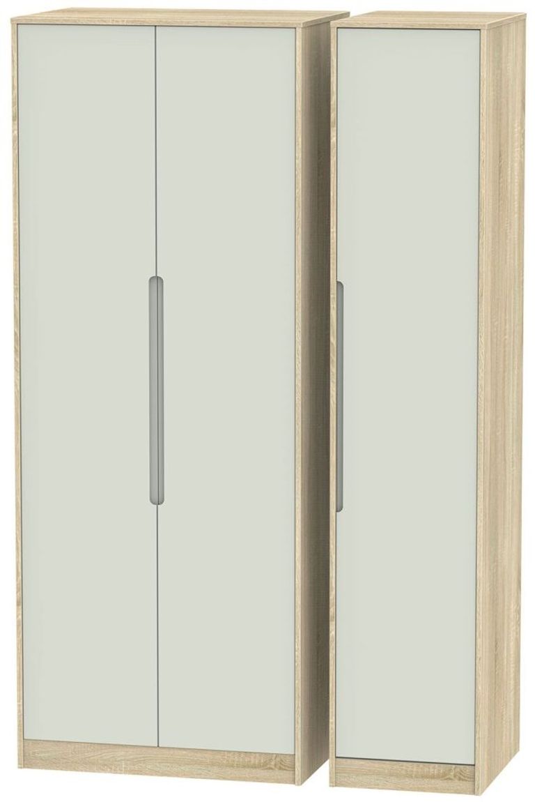 Monaco Cashmere and Oak Effect 3 Door Tall Triple Wardrobe