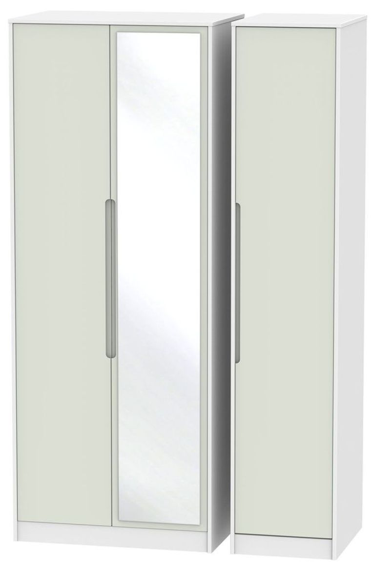 Monaco Cashmere and White 3 Door Tall Triple Wardrobe - 1 Mirror