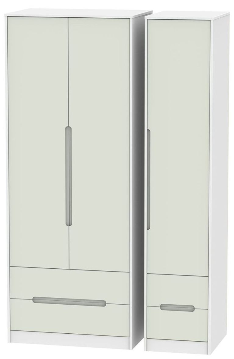 Monaco Cashmere and White 3 Door Tall Triple Wardrobe - 4 Drawers