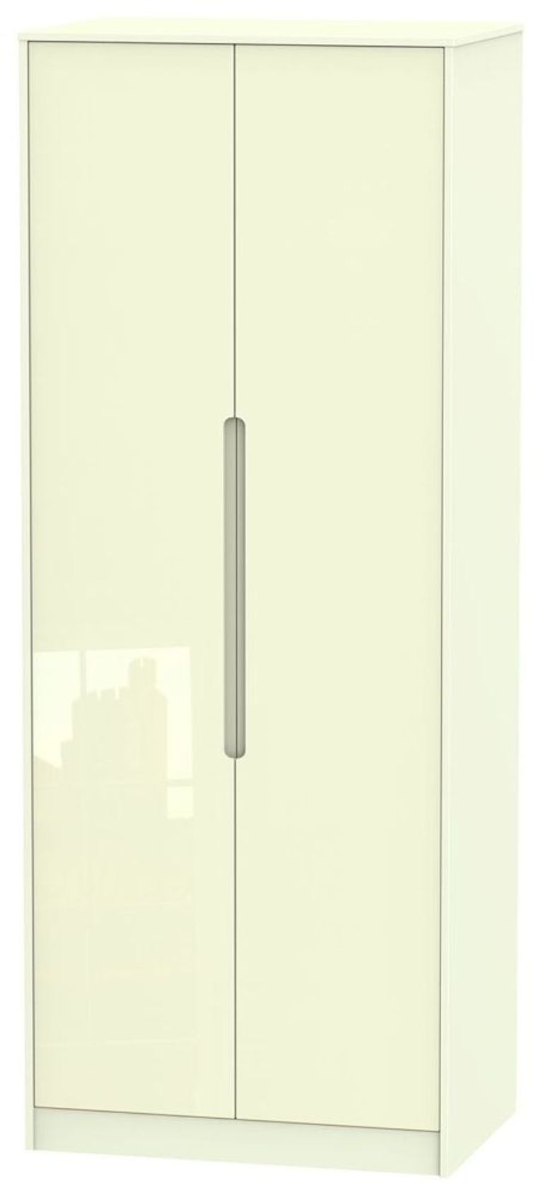 Monaco Cream Gloss 2 Door Plain Tall Wardrobe