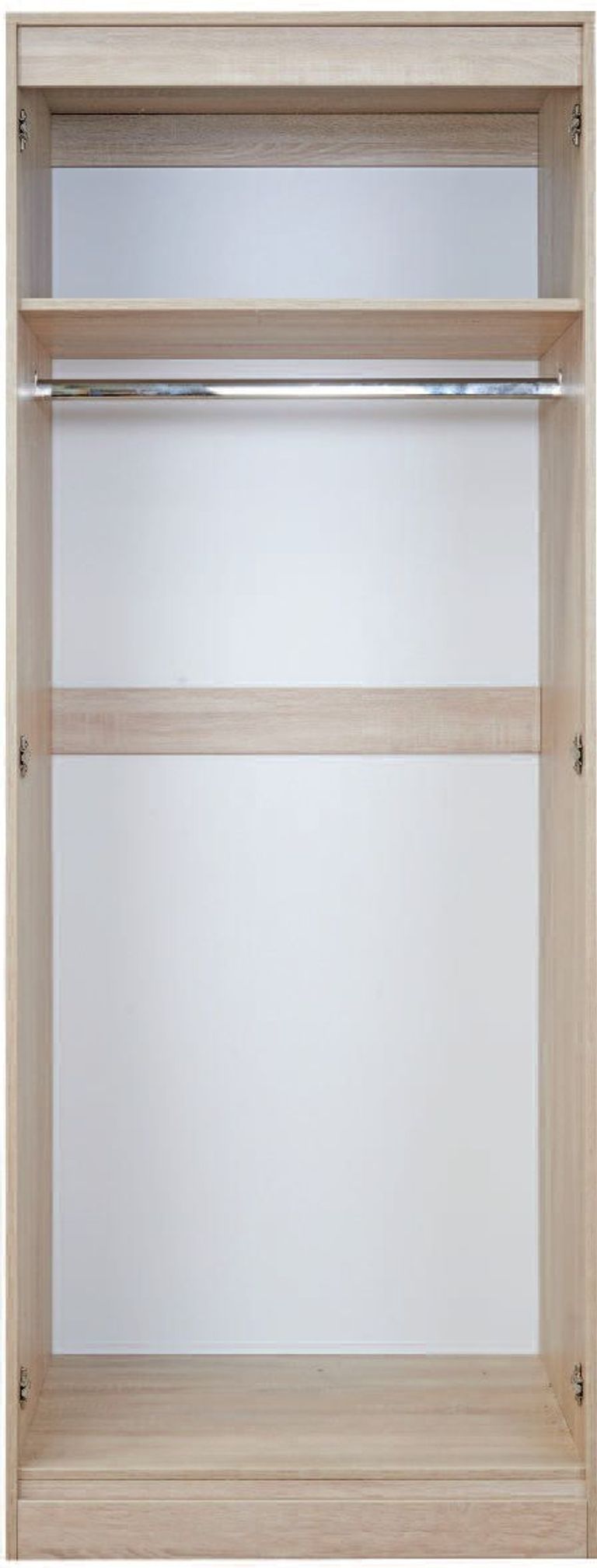 Monaco Cream Gloss and Light Oak 2 Door Tall Wardrobe - 1 Mirror