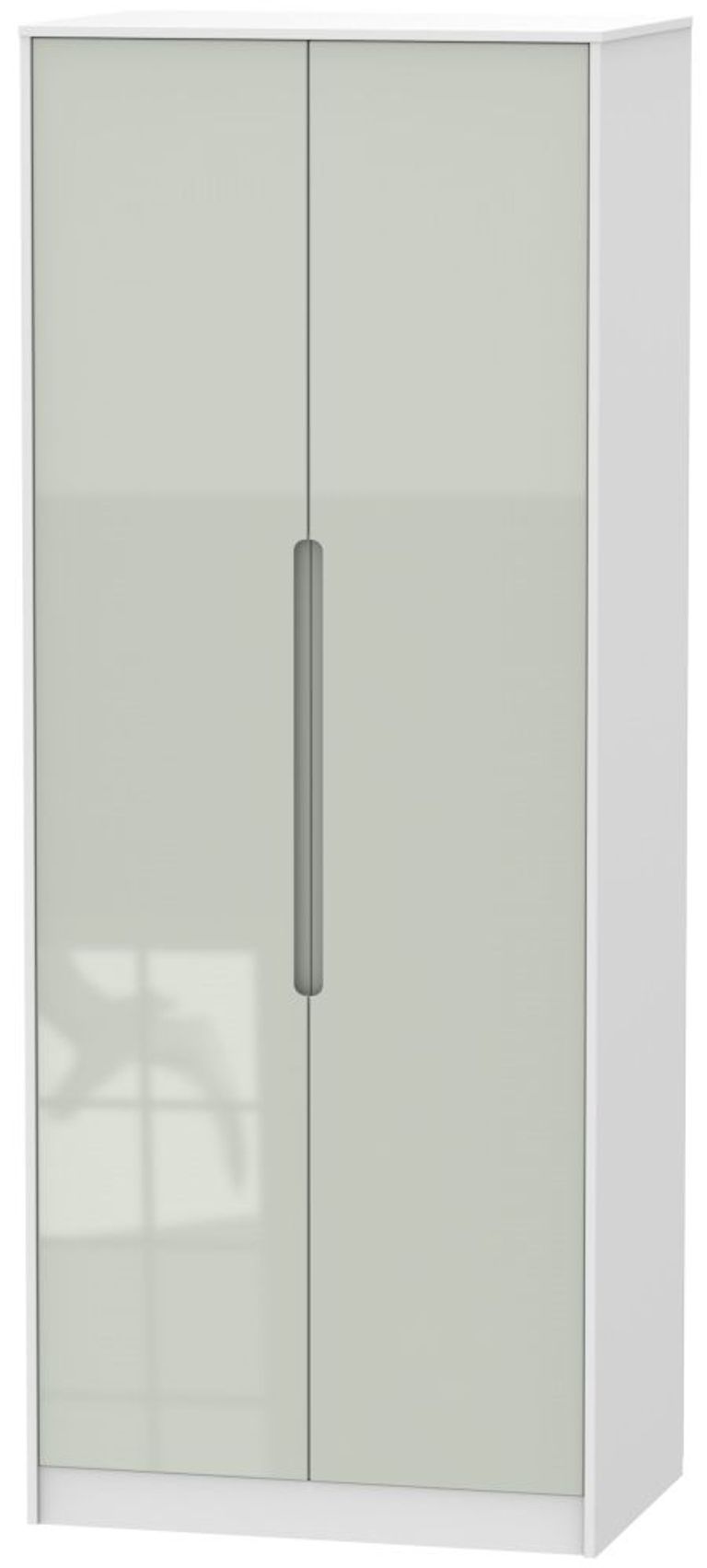 Monaco Gloss Cashmere and White 2 Door Plain Tall Wardrobe