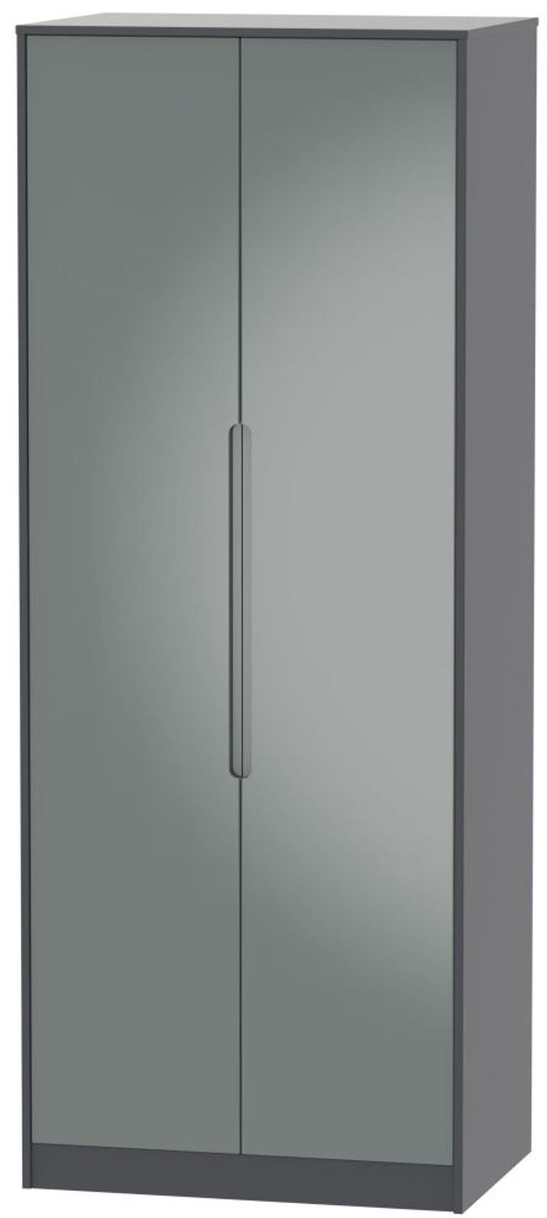 Monaco Grey Gloss and Graphite 2 Door Plain Tall Wardrobe