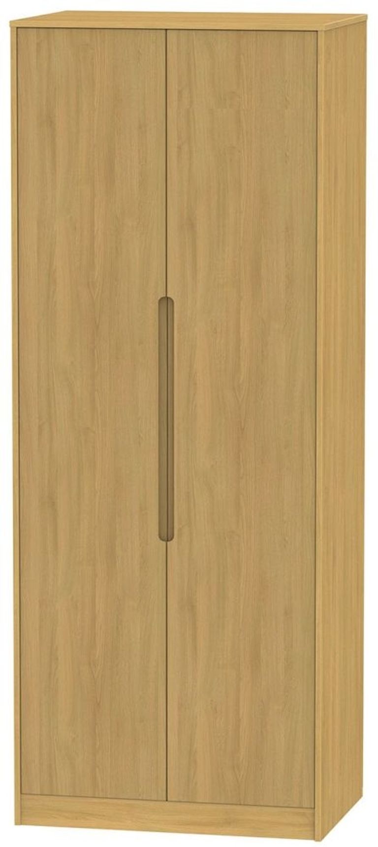 Monaco Modern Oak 2 Door Plain Tall Wardrobe